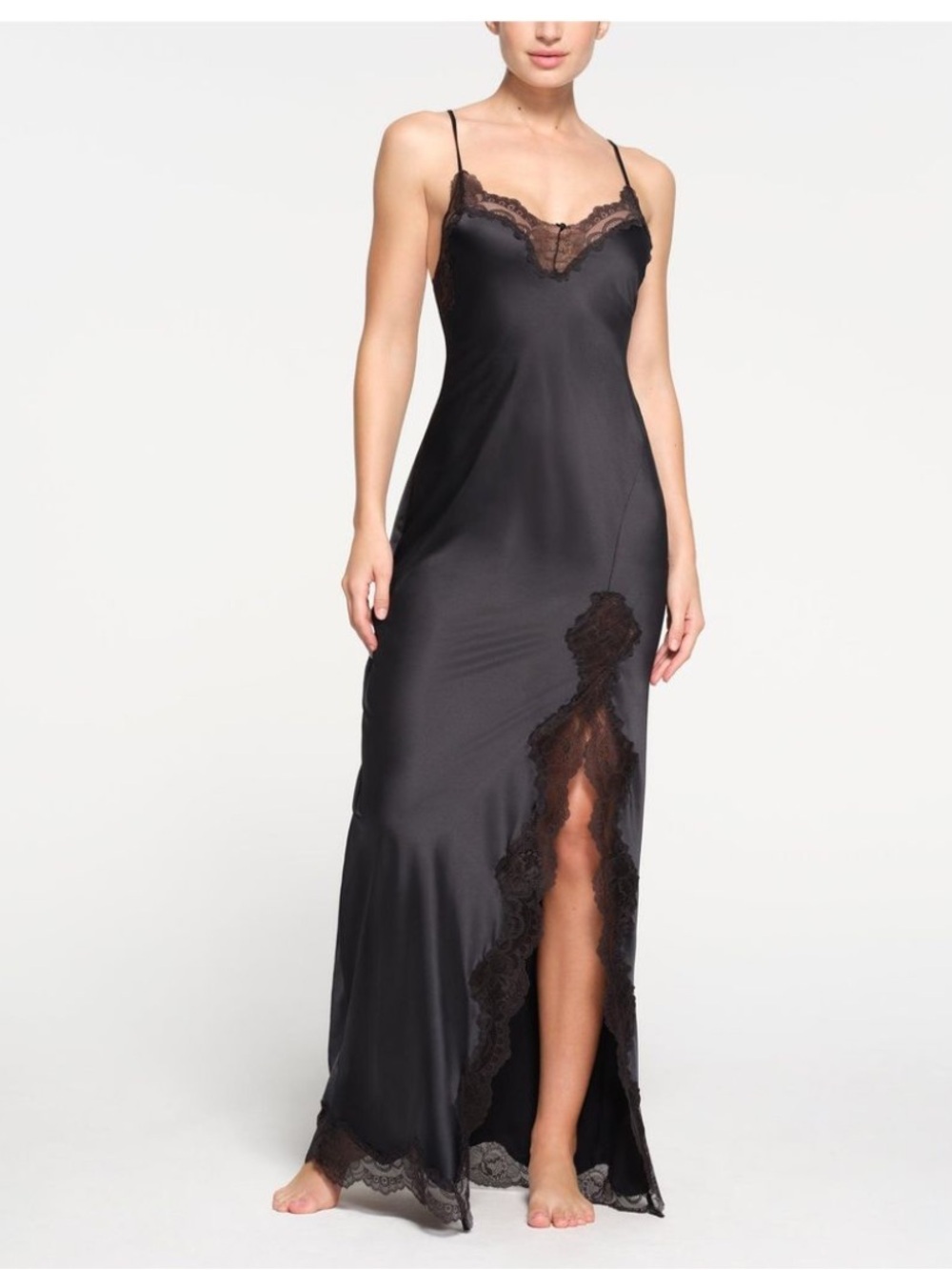 SKIMS Woven Shine Lace Long Dress